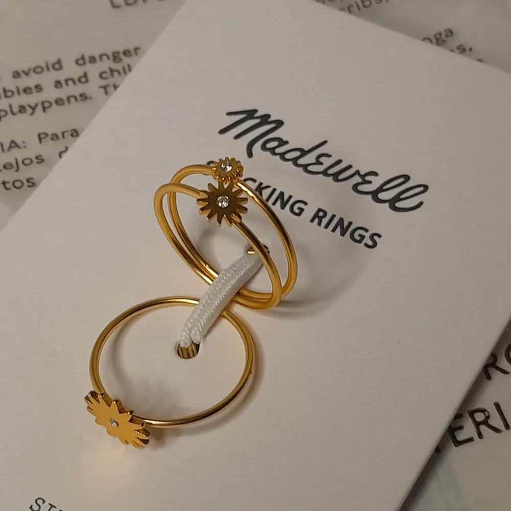 Madewell My Three Suns Stacking Ring Set Gold Celestials Sunburst NWT